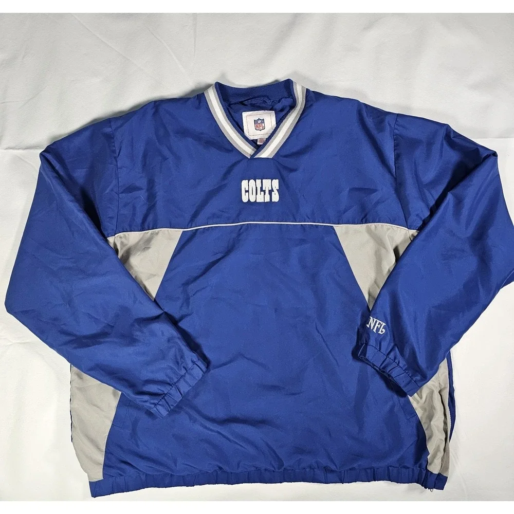 Vintage Indianapolis Colts NFL‎ Pullover Windbreaker Jacket Mens XL Blue